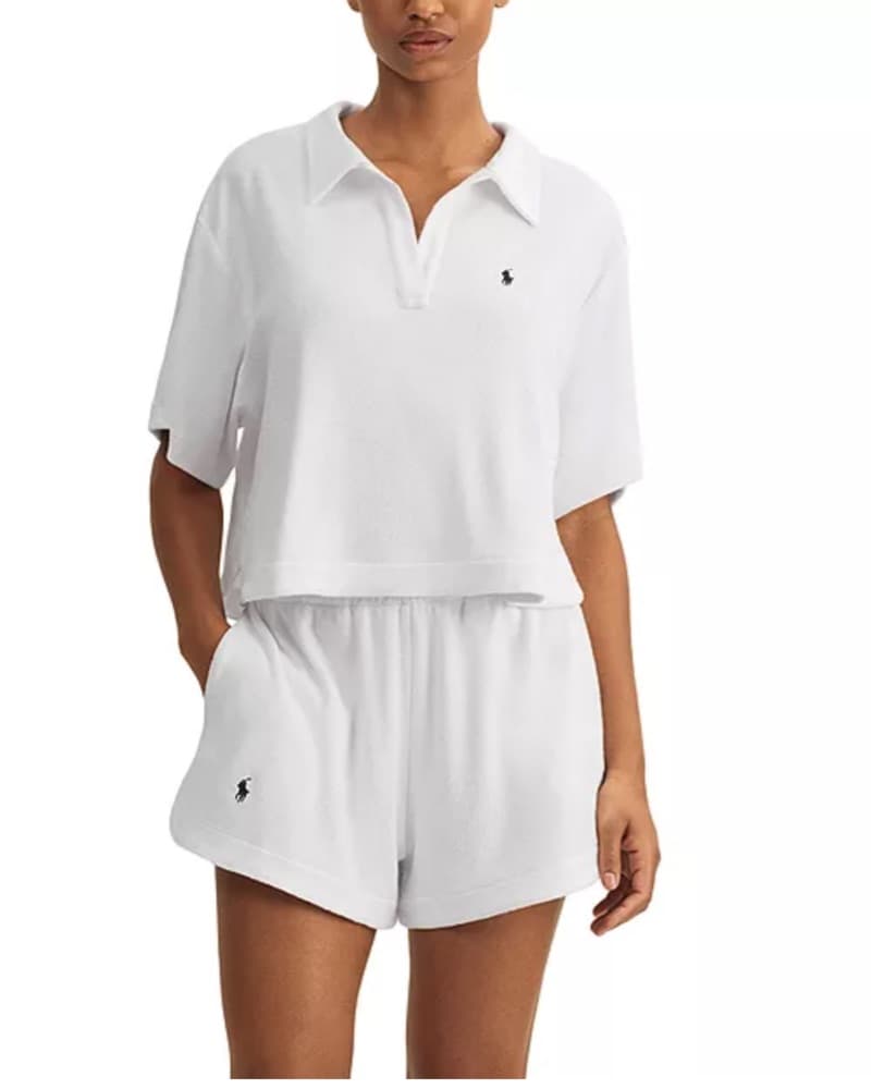 White Polo Shirt And Short Terryclot Set - Image 1