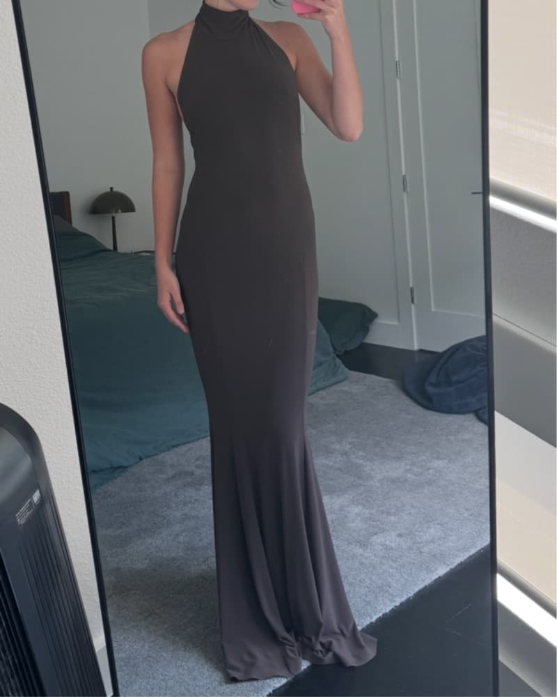 Norma Kamali Halter Turtle Fishtail Gown - Image 4