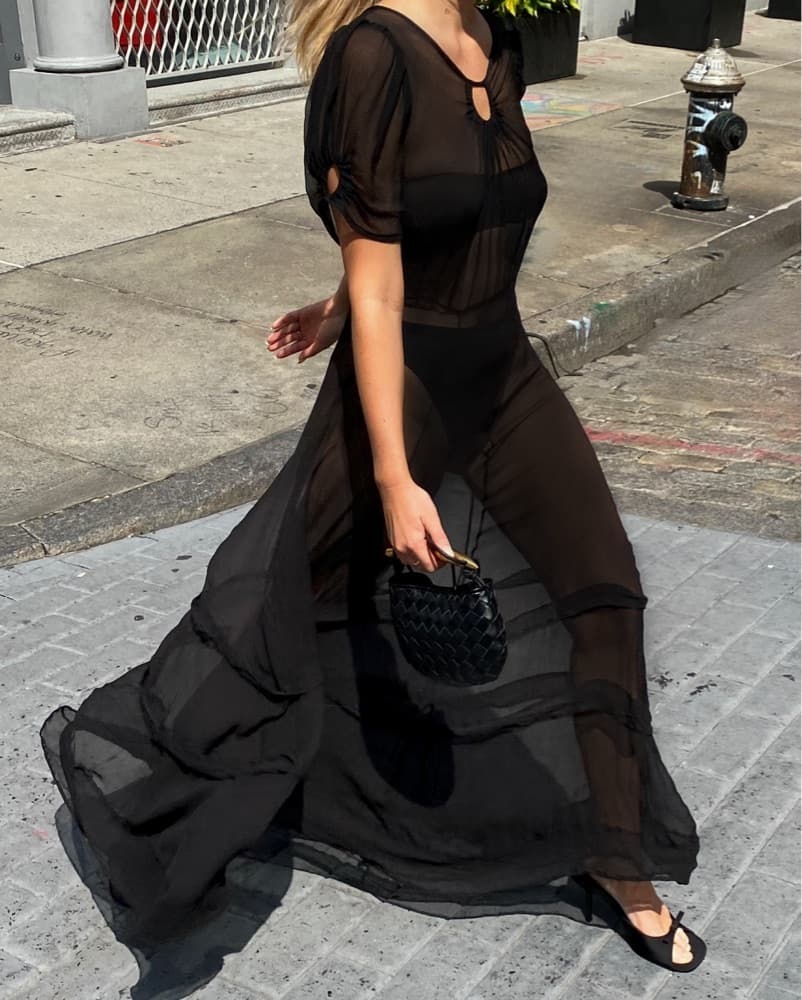  Black Sheer Maxi Dress - Image 1