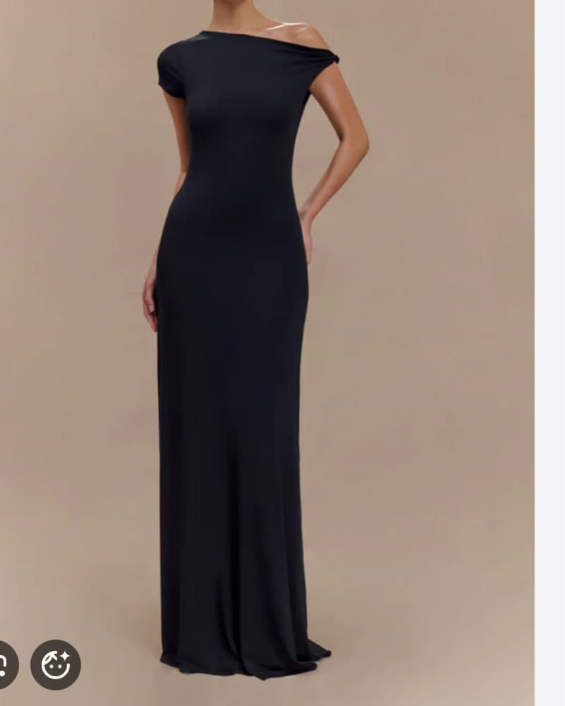 Long Black Off The Shoulder Dress - Image 1