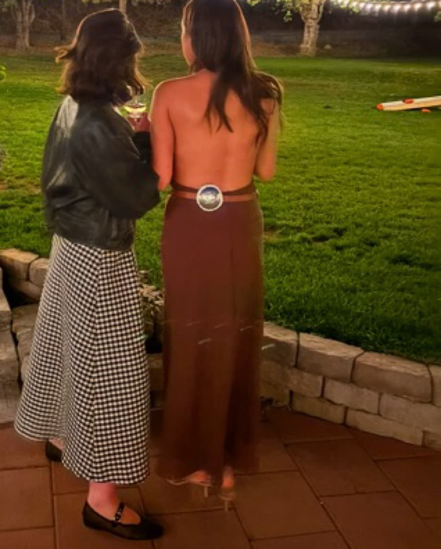 Brown Backless Halter Midi Dress - Image 4