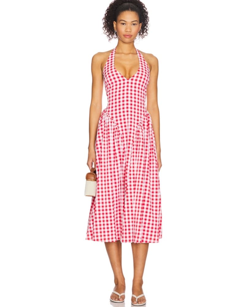 More To Come Midi Dress Red Gingham - Image 2