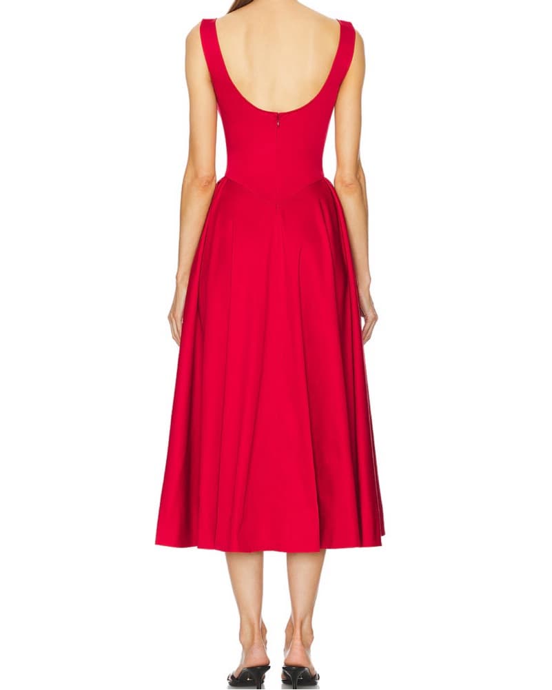 Helsa Stretch Cotton Sateen Midi Dress - Image 5