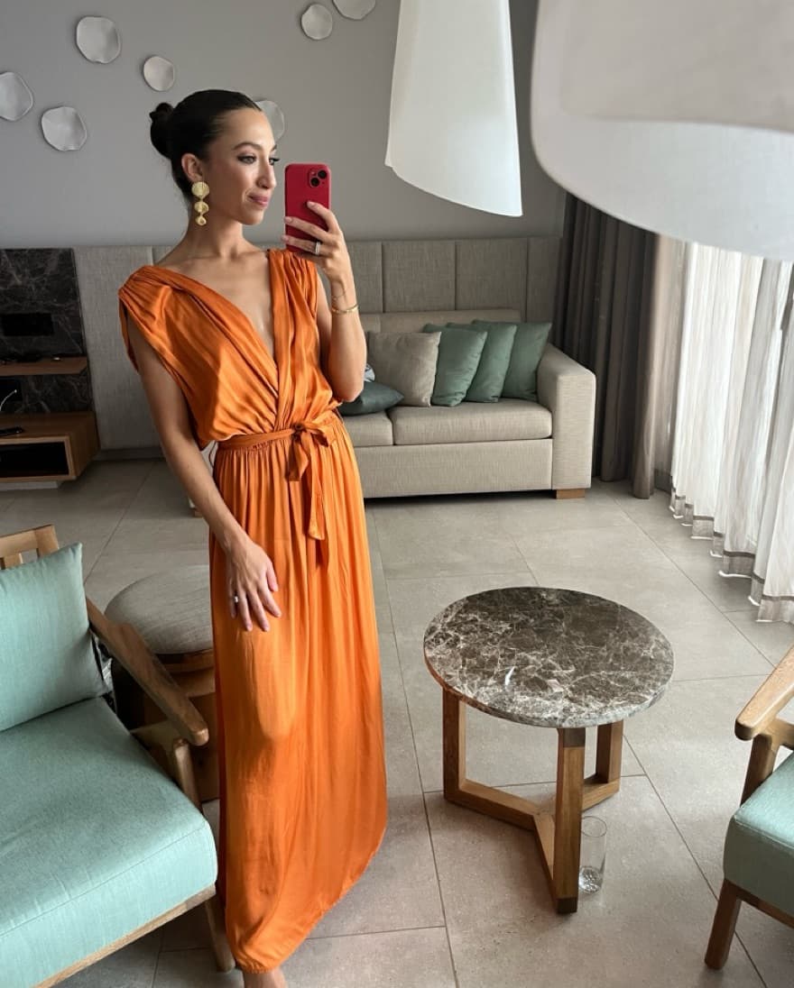 Unique Orange Wedding Guest Dress  - Image 1