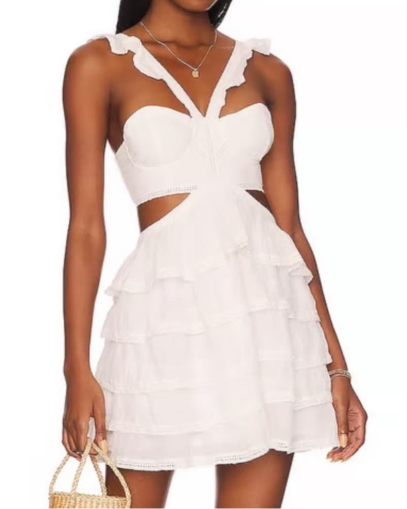 Tularosa white ruffle mini cutout dress  - Image 1