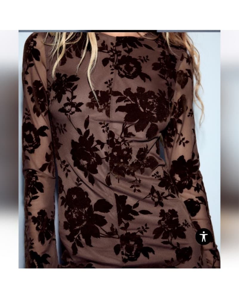 Long Sleeve Brown Floral Dress - Image 4