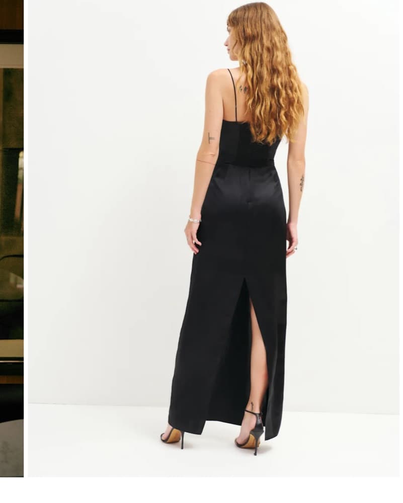 Black frankie Silk Dress With Flower - Image 6