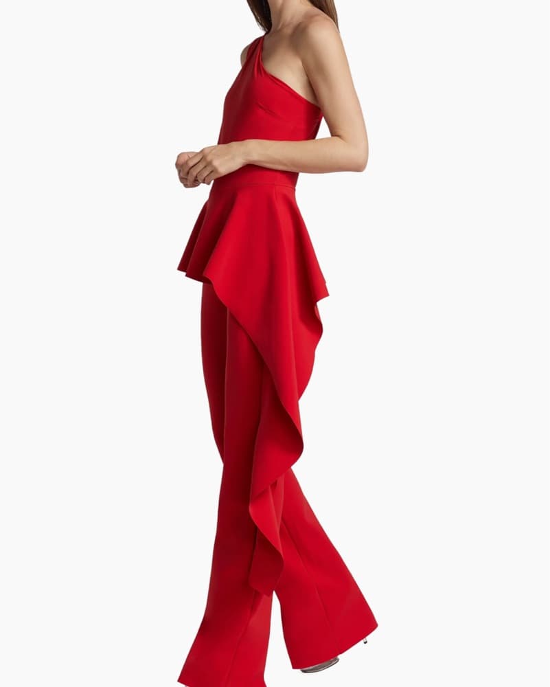 Stunning One-Shoulder Red Jumpsuit - Image 3