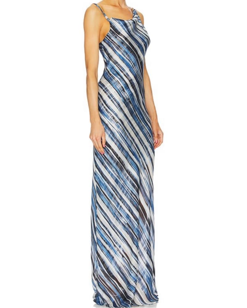 Sanina Musayev Blue Patterned Lng Dress - Image 2