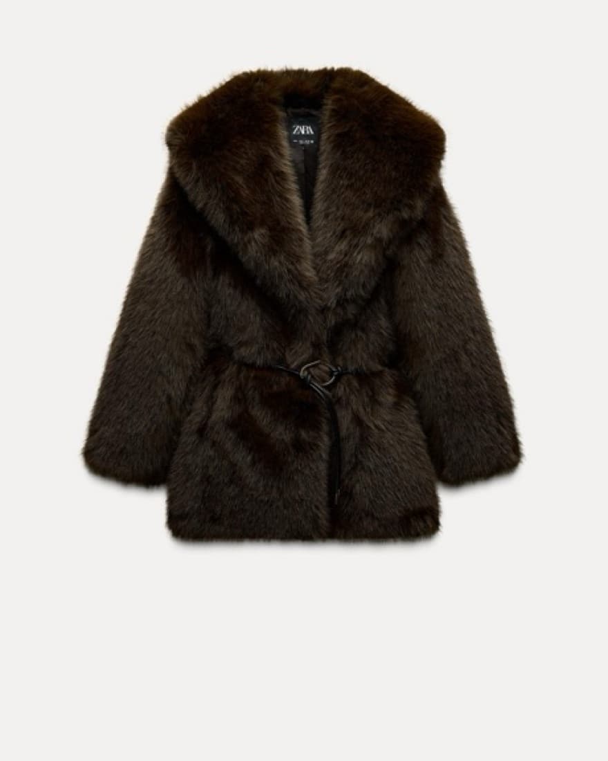 Brown Faux Fur Coat  - Image 3