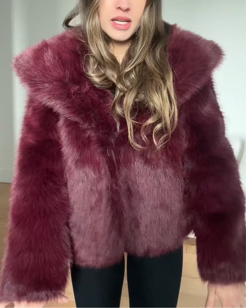 APPARIS MERLOT YARA FUR COAT RED - Image 2