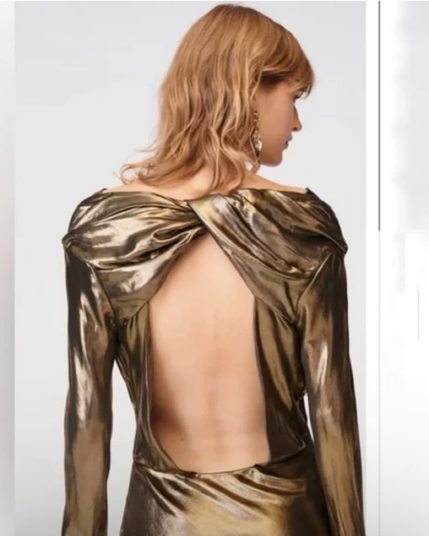 Gold Foil Maxi Zara Dress - Image 2