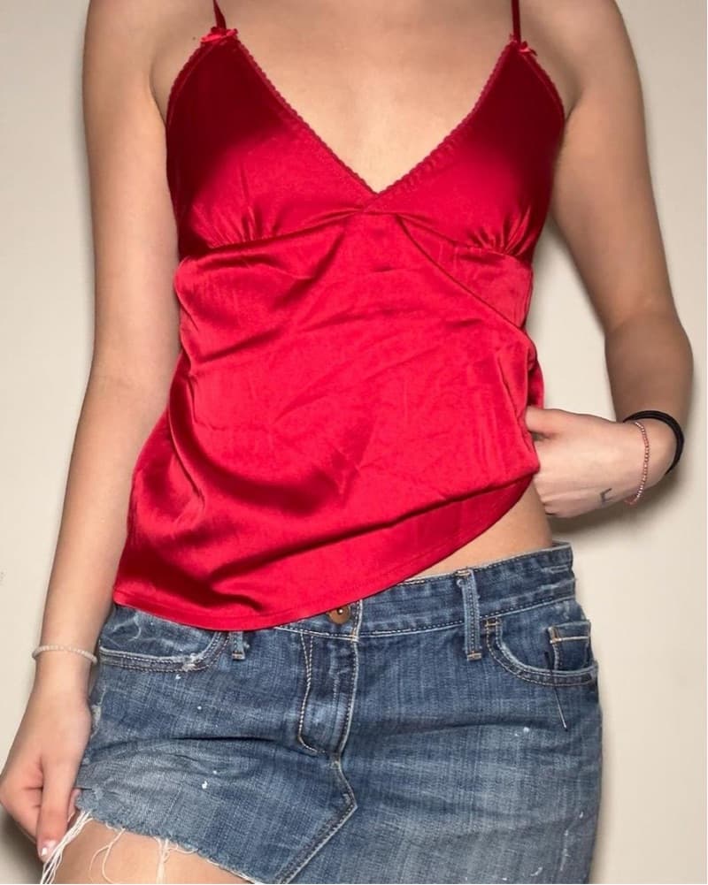 Red Satin Top - Image 1