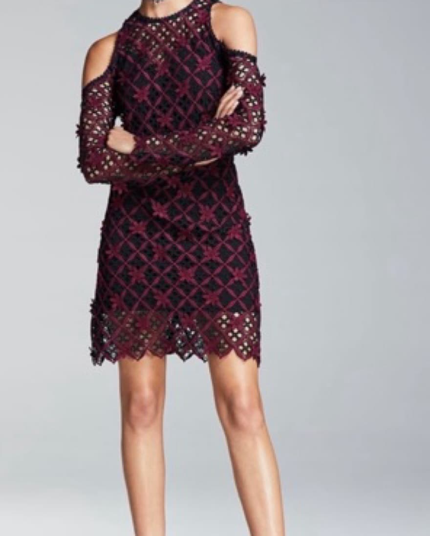 ($500) Self portrait Maroon Navy Dress - Image 4