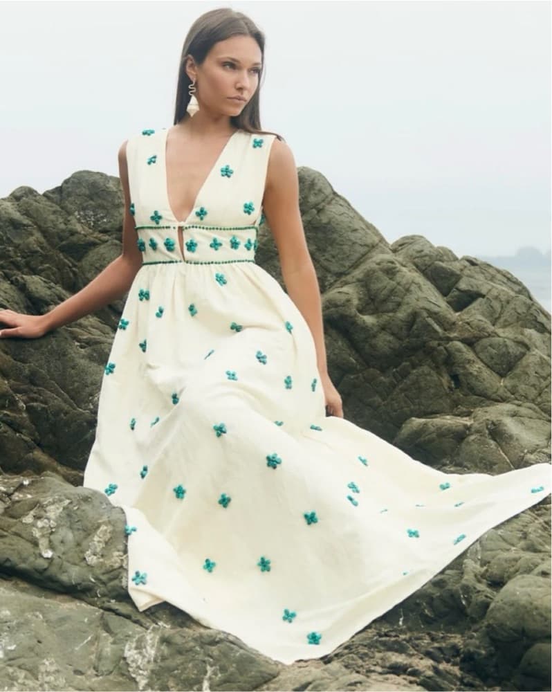 Eddy Ivory & Turquoise Dress  - Image 2