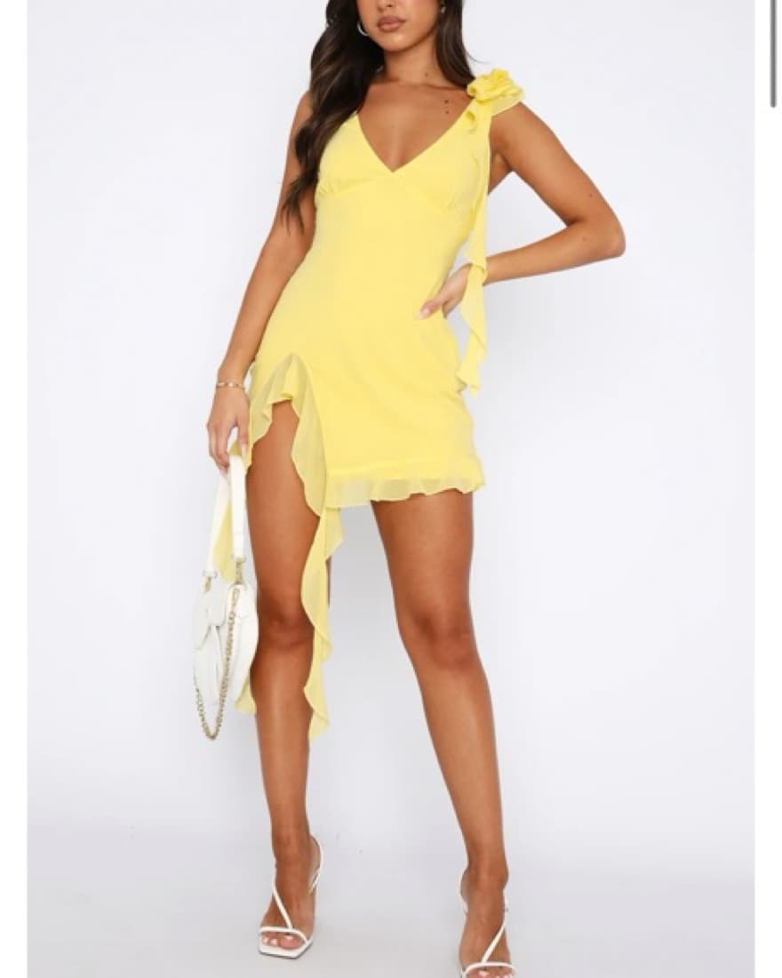 White Fox Yellow Mini Dress - Image 4