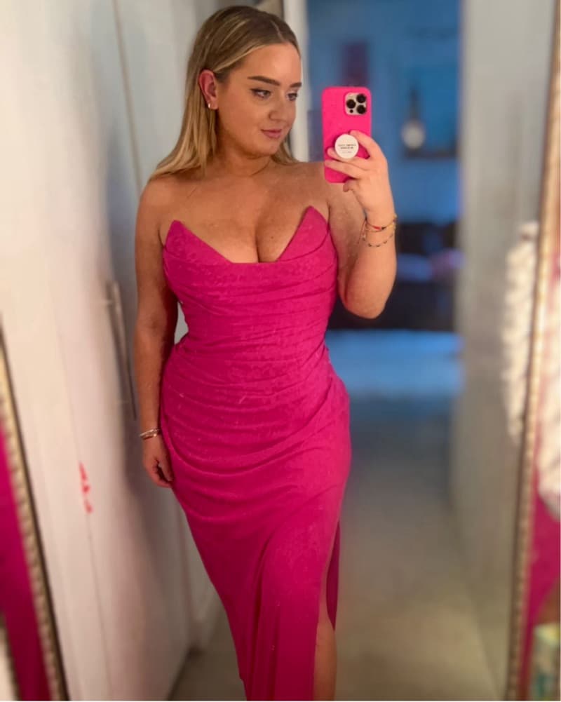 Hot Pink Corset Drape Dress - Image 5