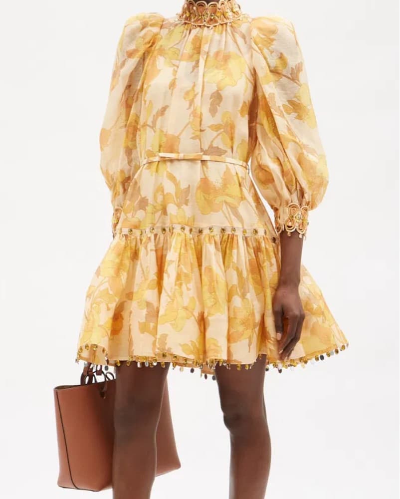Zimmerman Short Yellow Embellished Dress - Image 3