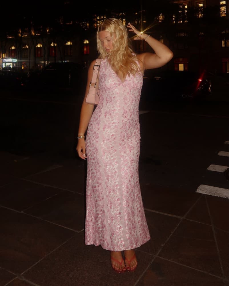 Elegant Floral Lace Maxi Dress - Image 1