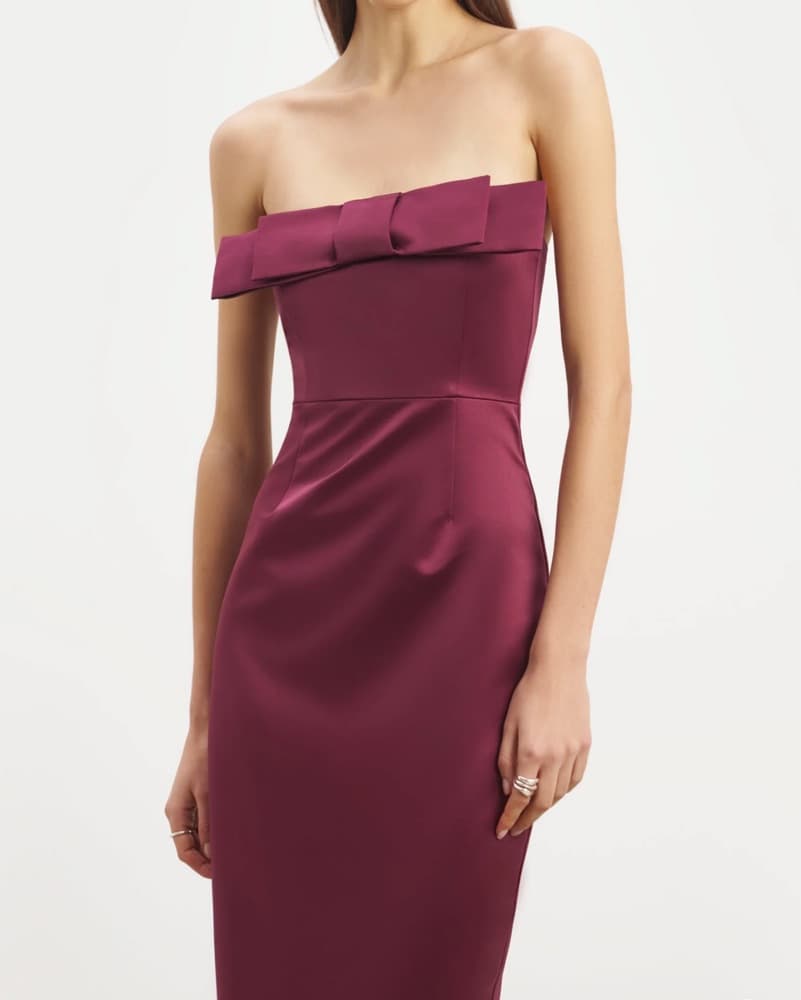 Satin Column Maxi Dress with Bow Detail  - Image 2