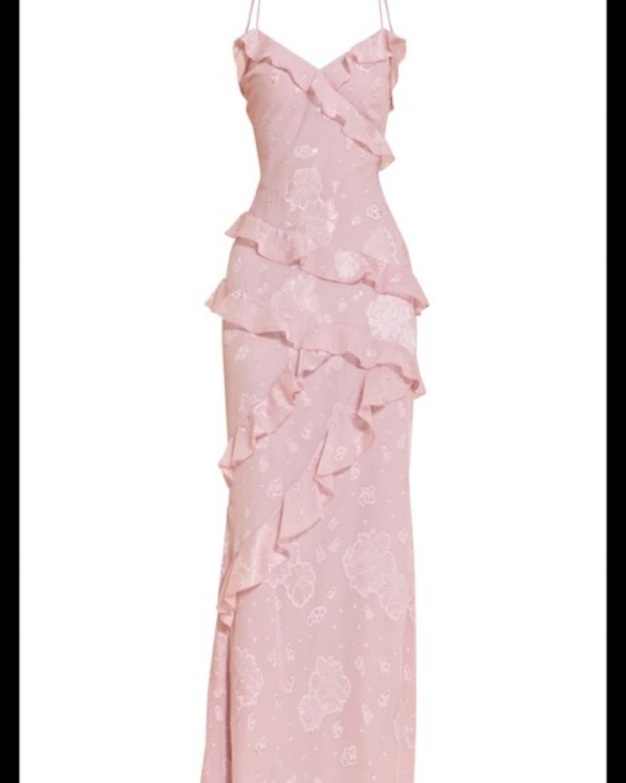 Light pink floral embroidered maxi dress - Image 3