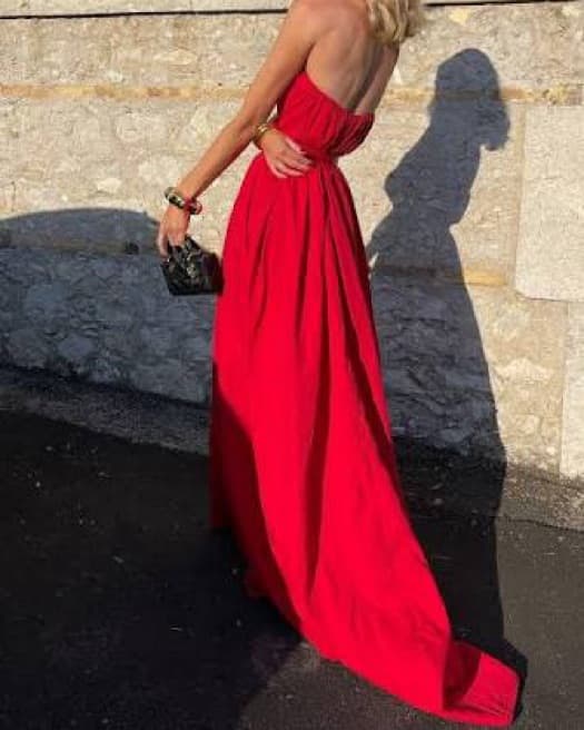 Helsa Strapless Crinkled Gown In Red - Image 3
