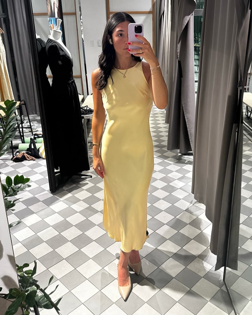 & Other Stories Yellow Satin Dress - Image 3