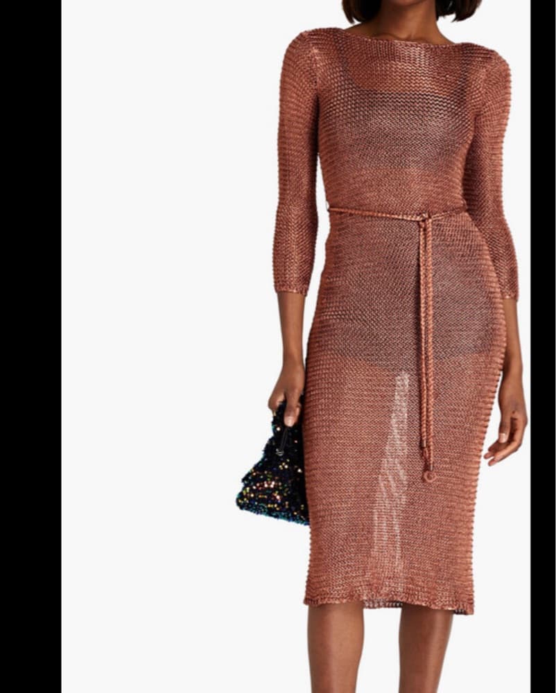 Zimmerman Belted Lurex-Knit Midi Dress - Image 2