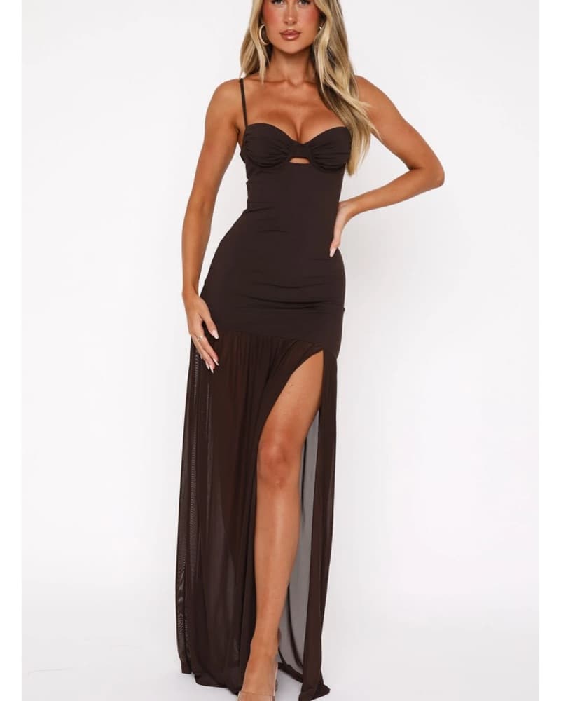 White Fox Maxi Dress Chocolate - Image 2