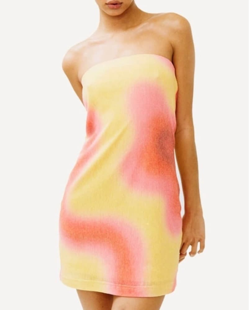 With Jean Pink & Yellow Strapless Mini - Image 1