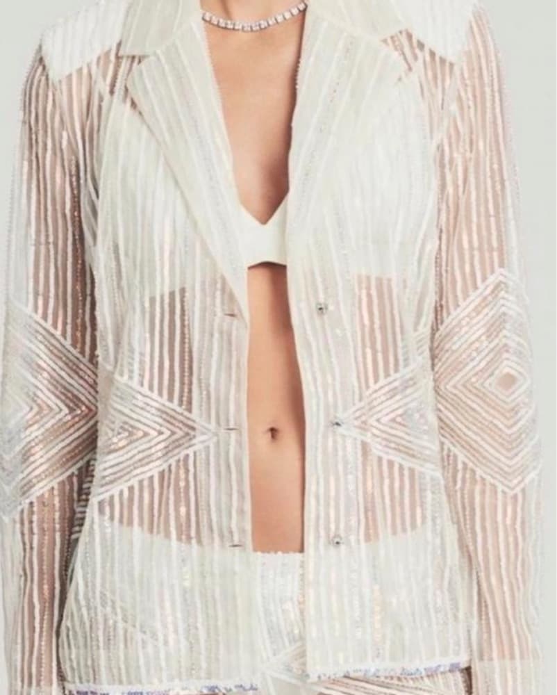 Retrofete Jocelyn White Sequin Blazer XS - Image 6