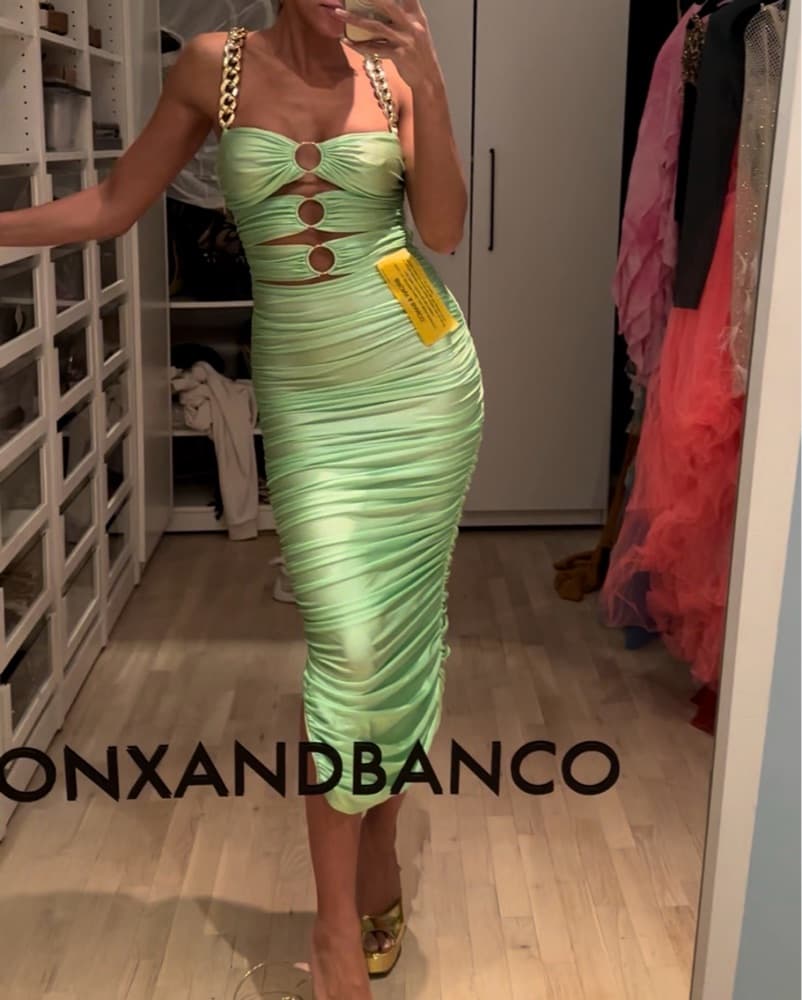 Bronx And Banco Chain Lime Midi Dress - Image 2