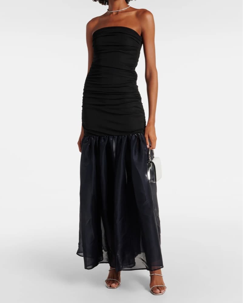 Liya ruched jersey and organza gown - Image 1