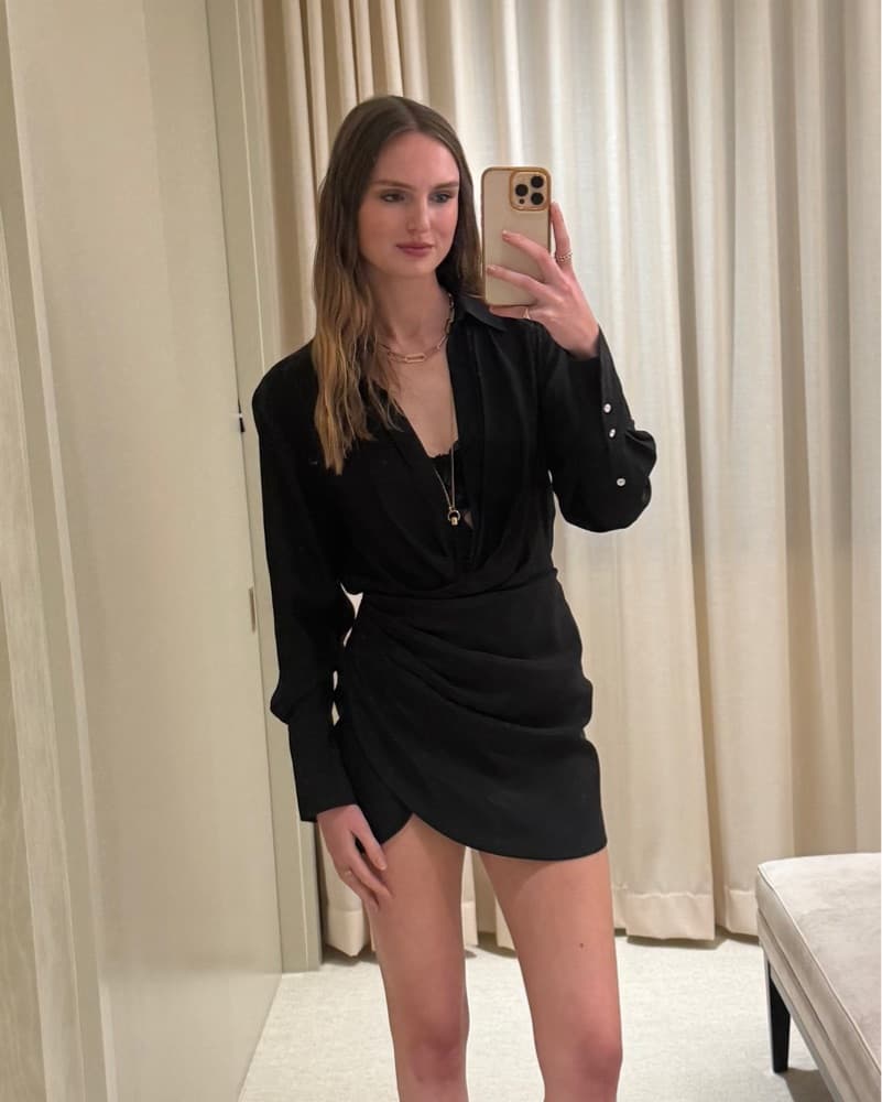 wrap-effect silk mini shirt dress - Image 4