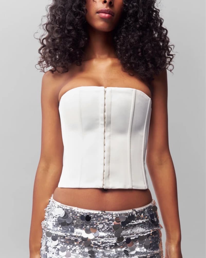 Guizio Satin Corset In White - Image 1