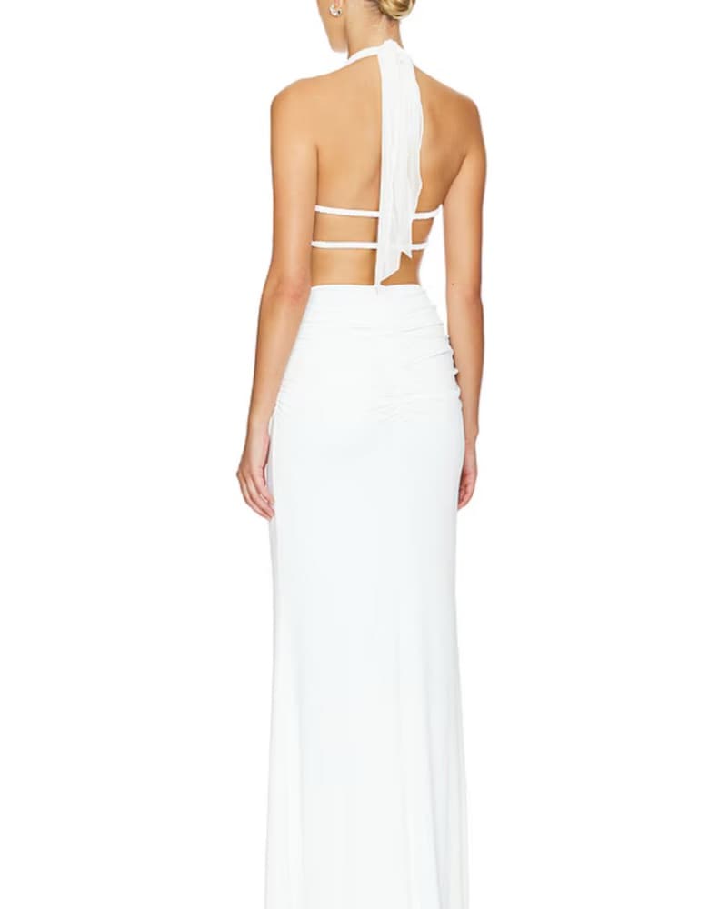 Elegant White Halter Gown - Image 2