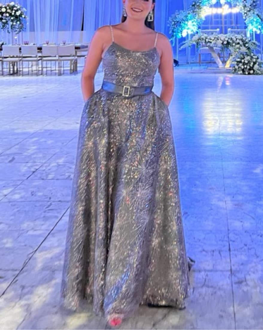 Shimmering Grey Sequin Gown- Custom Made - Image 1