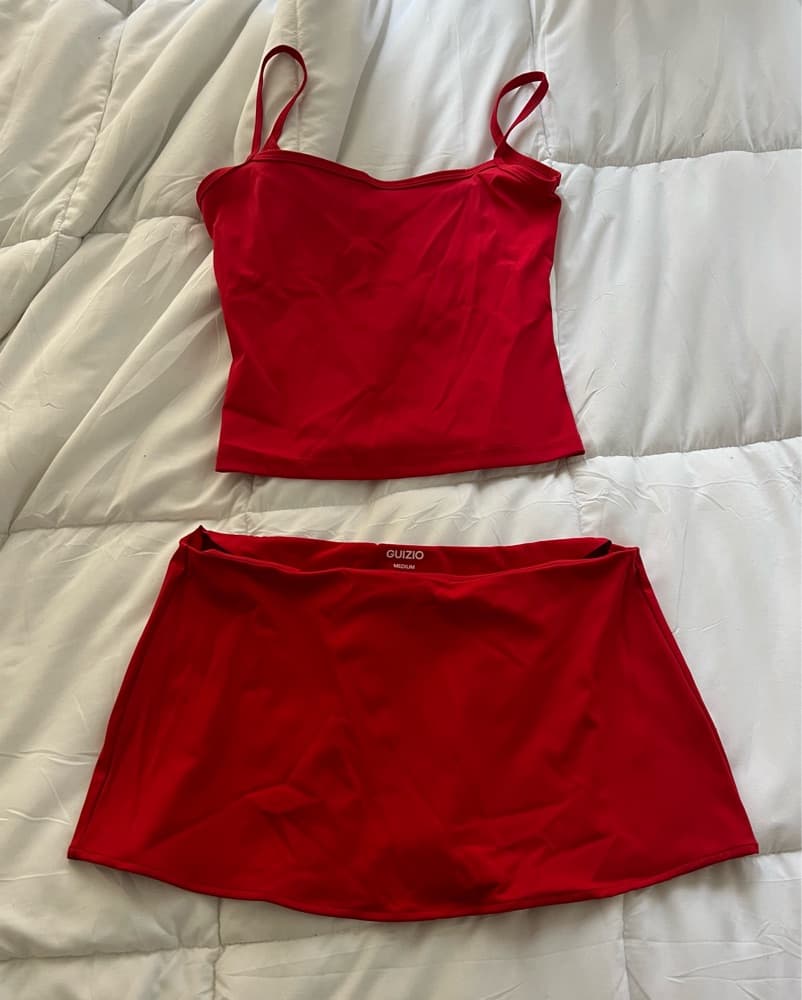 Red Guizio Micro Mini Strecth Skirt - Image 3