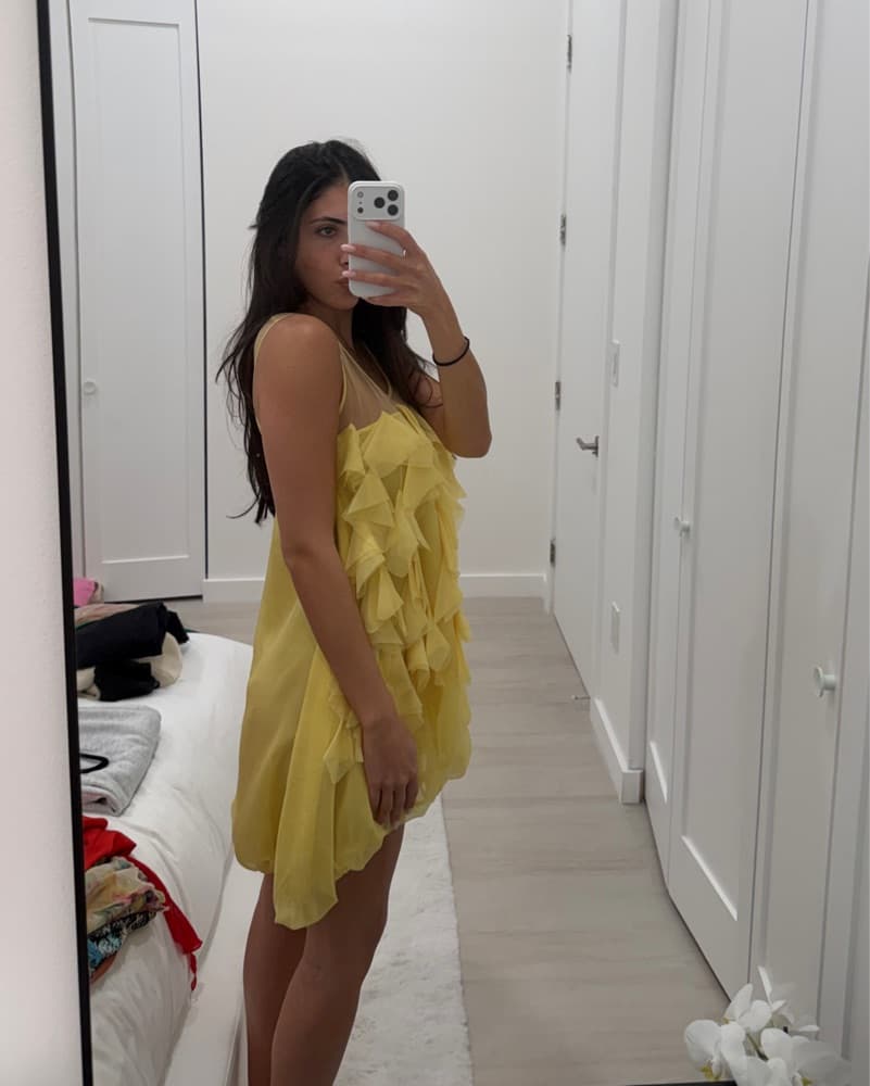 Ruffled Yellow Cocktail Dress - Image 2