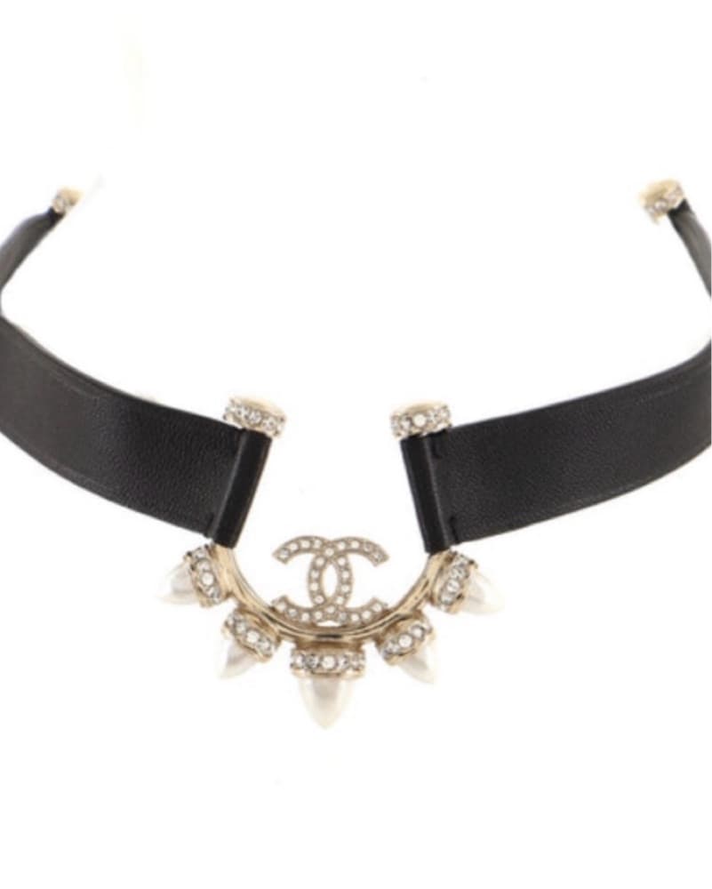RARE Chanel spiked Leather Choker  - Image 1