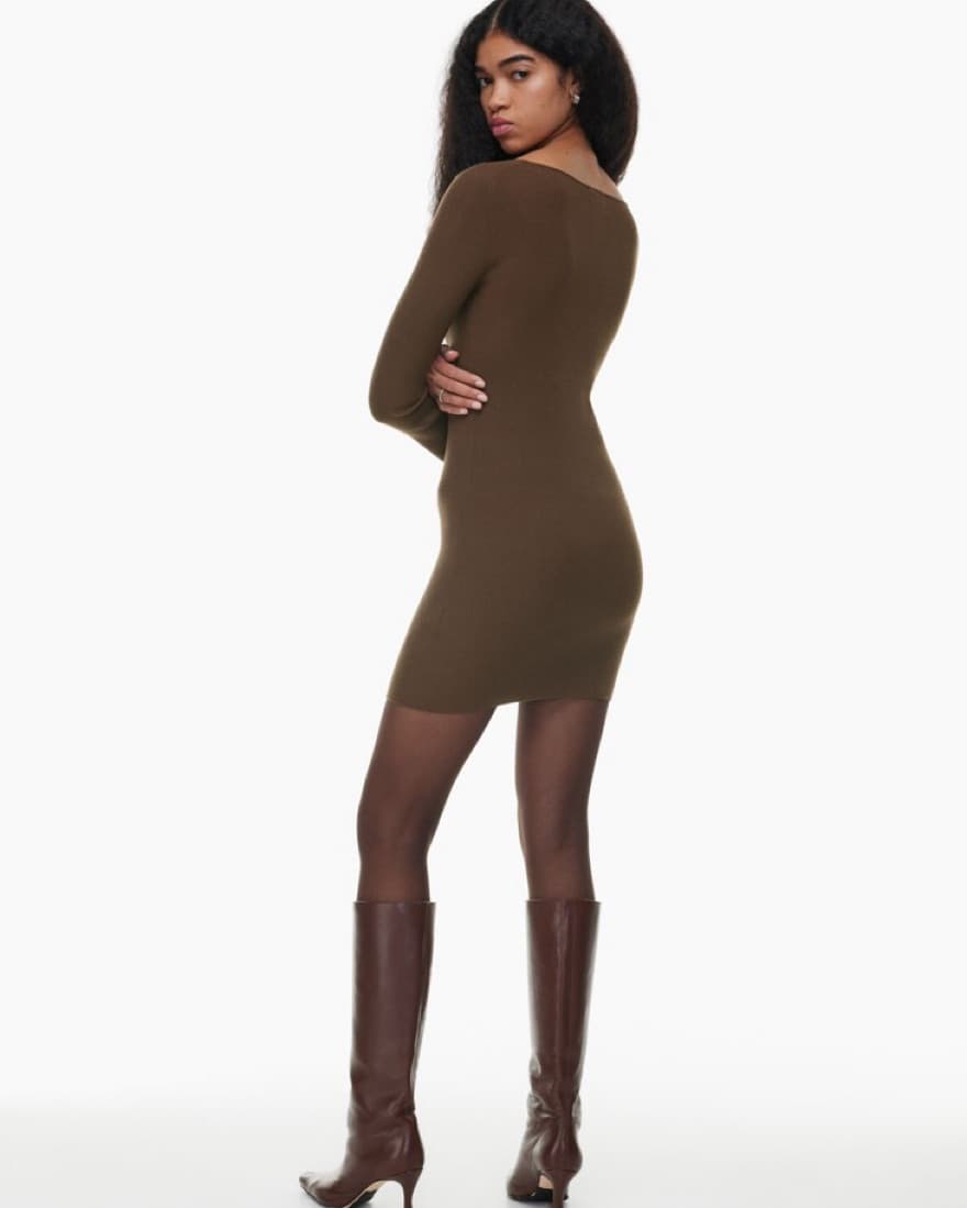 Aritzia Wilfred Chocolate Mini Dress - Image 3
