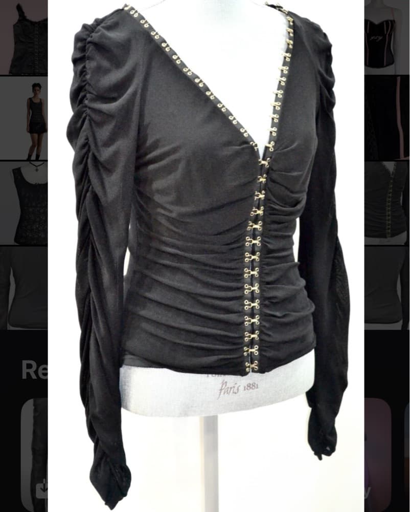 Caché Black Mesh Hook & Eye Long Sleeve - Image 1