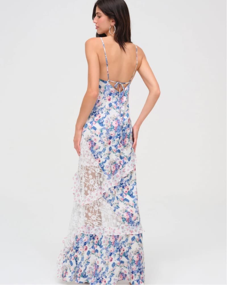 For Love & Lemons Josalyn Maxi Blue/Pink - Image 3