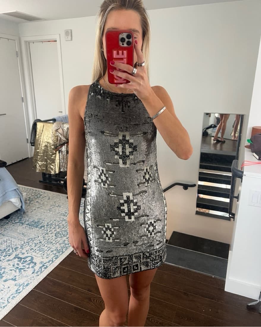 Ralph Lauren Silver Sequin Mini Dress - Image 4
