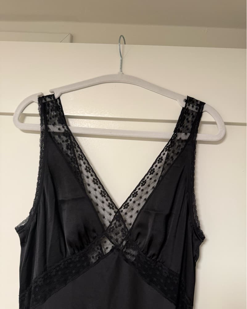 Black Satin Aritzia Midi Dress - Image 3