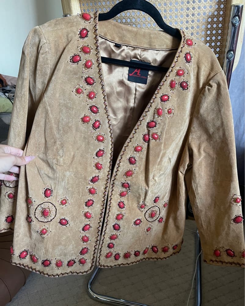 Vintage Tan Embelished Western Jacket  - Image 1