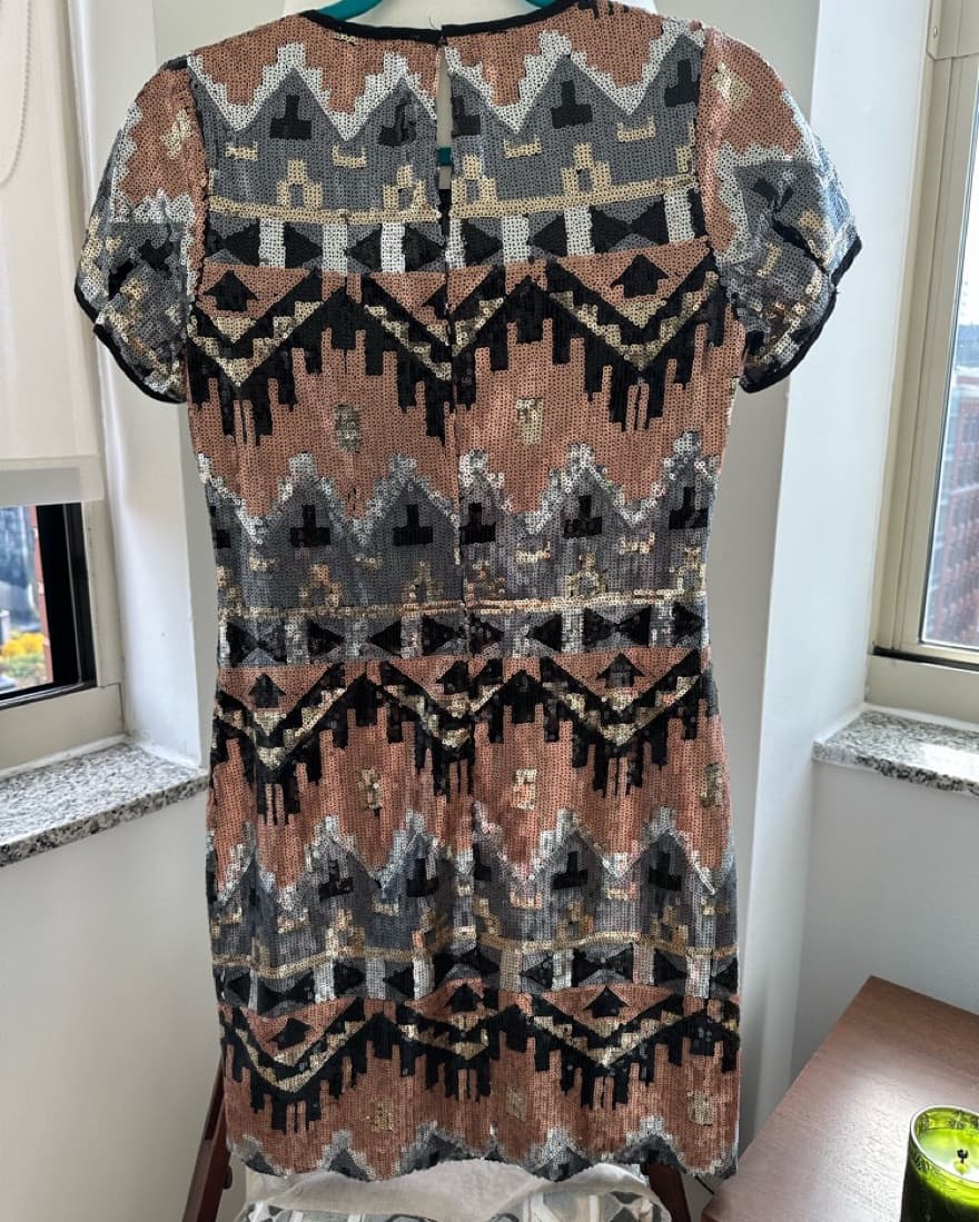 Sequin Geometric Pattern Minidress  - Image 2