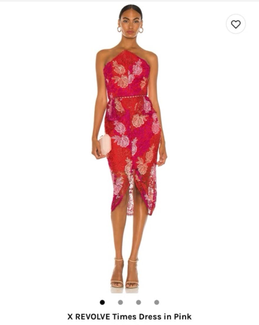 Red/Pink Formal Midi Dress - Image 1
