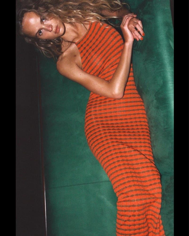 Zara Orange Brown Knit Halter Dress - Image 1