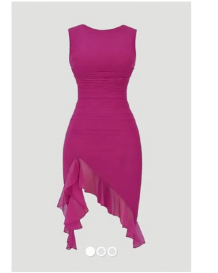 Vibrant Fuchsia Ruched Midi Dress - Image 3